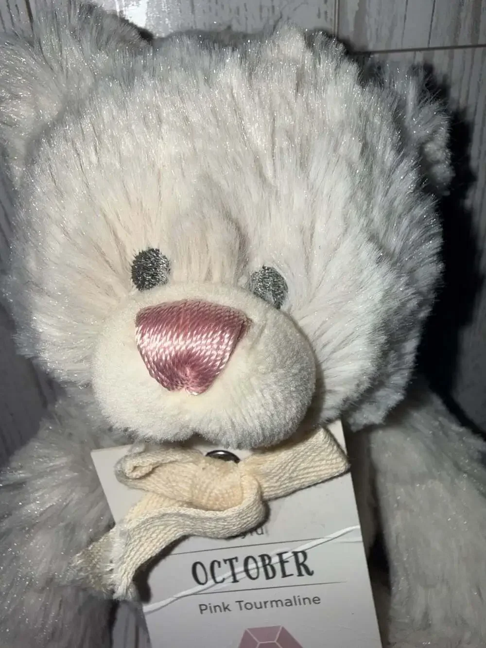 DEMDACO Birthstone Plush Bear October Pink Tourmaline
